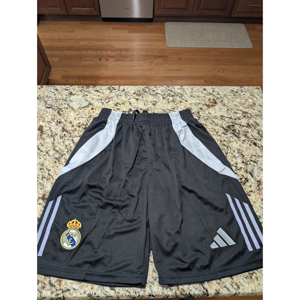 Adidas Real Madrid Soccer Shorts Mens XL Black White Athletic Training
